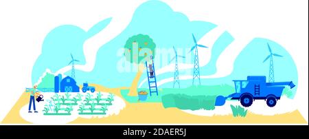 Futuristic farming flat concept vector illustration Stock Vector