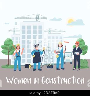 Female building site workers post Stock Vector