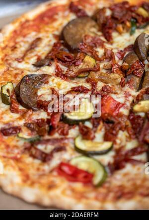 Homemade Pizza. A wonderful mix of flavors and colors. Stock Photo