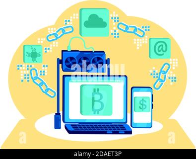 Block chain flat concept vector illustration Stock Vector