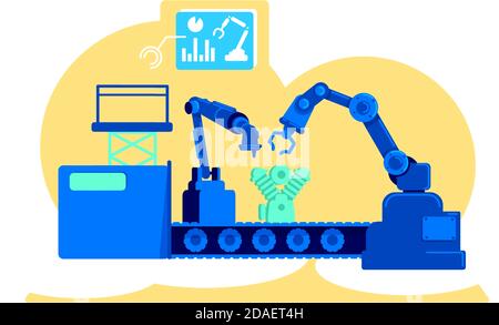 Automated factory flat concept vector illustration Stock Vector