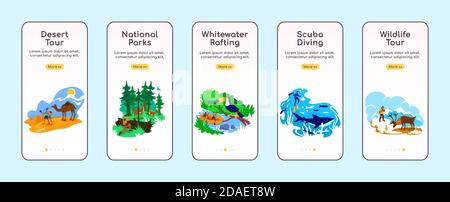 Global traveling onboarding mobile app screen flat vector template Stock Vector