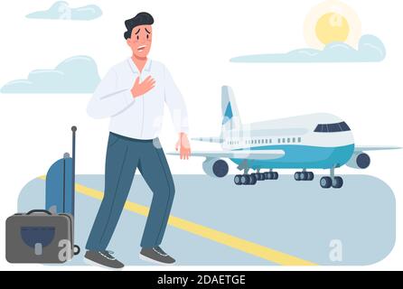 Late plane passenger flat color vector faceless character Stock Vector