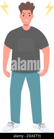 Angry caucasian male flat color vector faceless character Stock Vector