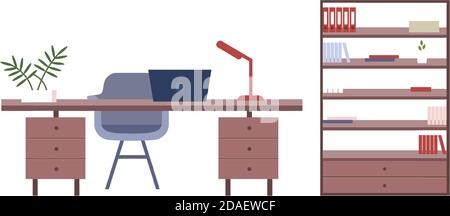 Office furniture flat color vector objects Stock Vector