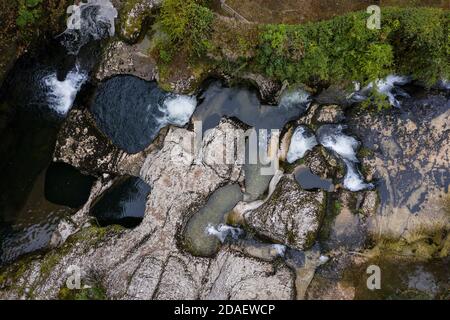 Aerial view of giant's cauldron in Saint-Germain-de-Joux, France Stock Photo