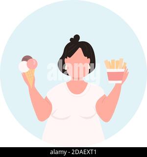 Overeating flat concept vector illustration icon Stock Vector