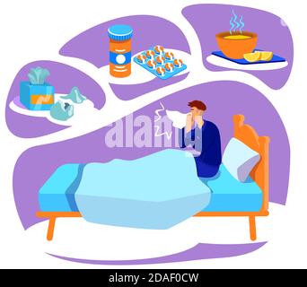 Influenza virus flat concept vector illustration Stock Vector