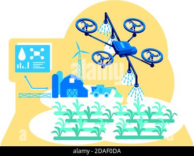 Futuristic irrigation flat concept vector illustration Stock Vector