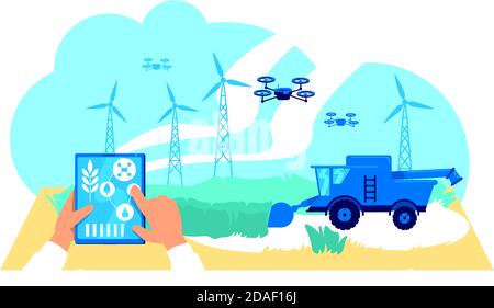 Futuristic agribusiness flat concept vector illustration Stock Vector