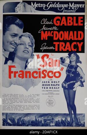 CLARK GABLE and JEANETTE MacDONALD in SAN FRANCISCO 1936 director W.S. VAN DYKE story Robert E. Hopkins screenplay Anita Loos Metro Goldwyn Mayer Stock Photo