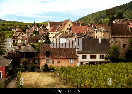 Pretty authentic french village and vineyard. Travel concept. Stock Photo