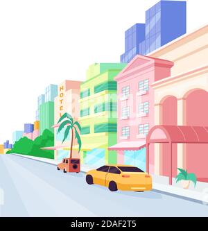 Miami streets flat color vector object Stock Vector
