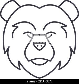 Bear head icon, linear isolated illustration, thin line vector, web design sign, outline concept symbol with editable stroke on white background. Stock Vector
