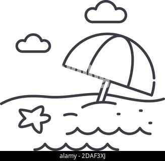 Beach icon, linear isolated illustration, thin line vector, web design sign, outline concept symbol with editable stroke on white background. Stock Vector
