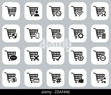 Shopping & Online Shopping Icons Black & White Flat Design Set Big Stock Vector
