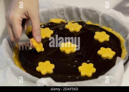 Woman Preparing Shortcrust Pastry Decoration Stock Photo