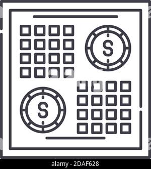 Bingo icon, linear isolated illustration, thin line vector, web design sign, outline concept symbol with editable stroke on white background. Stock Vector