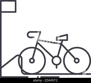 Bicycle parking icon, linear isolated illustration, thin line vector, web design sign, outline concept symbol with editable stroke on white background Stock Vector