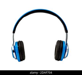 Blue headphone isolated on white background with clipping path Stock Photo