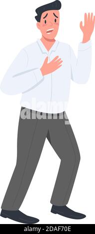 Stressed man flat color vector faceless character Stock Vector