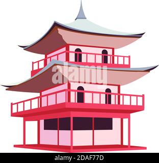 Japanese pagoda flat color vector object Stock Vector