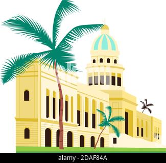 Cuba capitol building flat color vector object Stock Vector