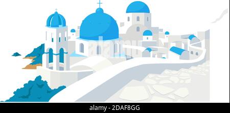 Santorini buildings flat color vector object Stock Vector