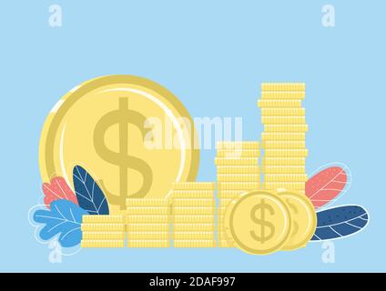 Golden coin stack flat color vector object Stock Vector