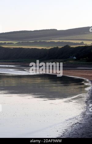 Croy Shore, Ayrshire, Scotland, Early morning light illuminates the beach at Croy as seen from Culzean Castle Stock Photo