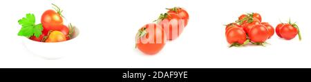 Collage of chery tomatoes isolated on a white background cutout Stock Photo