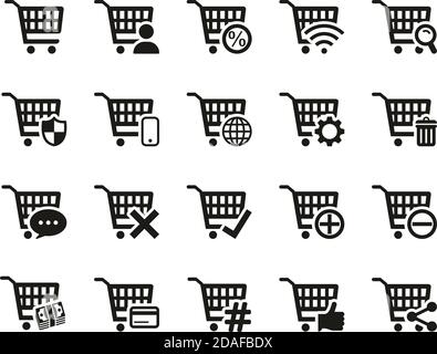 Shopping & Online Shopping Icons Black & White Set Big Stock Vector