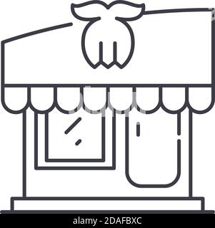 Barber shop image icon, linear isolated illustration, thin line vector, web design sign, outline concept symbol with editable stroke on white Stock Vector
