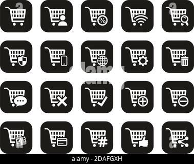 Shopping & Online Shopping Icons White On Black Flat Design Set Big Stock Vector