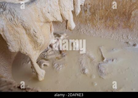 The leather was stretched for making drum, Bergama,Turkey Stock Photo