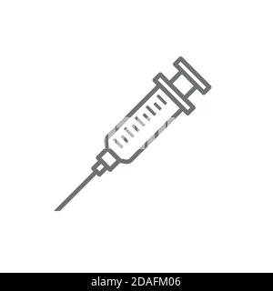 Syringe line icon isolated on white background Stock Vector