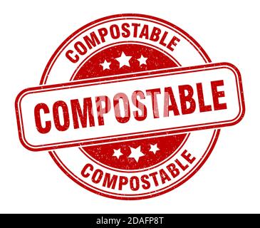 compostable stamp. compostable sign. round grunge label Stock Vector