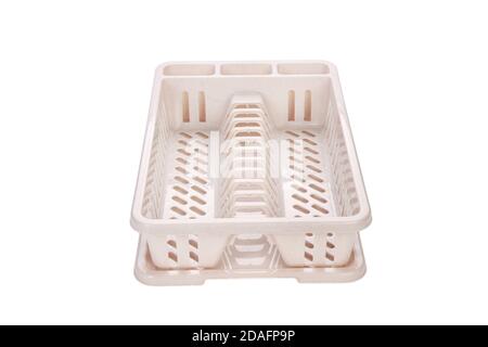 Dish drying plastic rack isolated on a white background Stock Photo