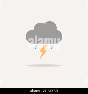 Storm. Color icon with shadow. Weather glyph vector illustration Stock Vector