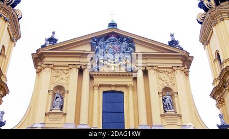 The Theatine Church of St. Cajetan ( Theatinerkirche St. Kajetan ) and Odeonplatz, Munich, Bavaria, Germany Stock Photo