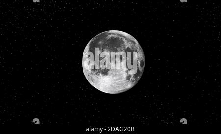 full moon on black dark background. Stock Photo