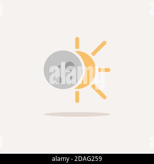 Solar eclipse. Color icon with shadow. Weather glyph vector illustration Stock Vector