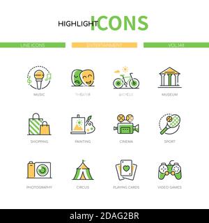 Entertainment - modern line design style icons set Stock Vector