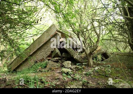 The ruined remains of the World War 1 Sunk Island defensive gun battery built to defend the River Humber, East Yorkshire, UK. Stock Photo