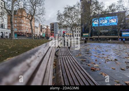 A sad and lonely Mr Bean wearing a mask and a christmas hat exemplifies the times that we live in. Stock Photo