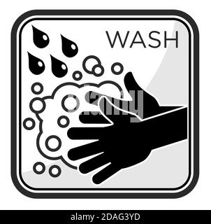 Hand washing line icon. Washing hands with soap vector sign Stock Vector