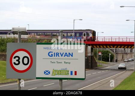 Ayrshire Road signs to South Ayrshire Carrick Vilages Stock Photo - Alamy