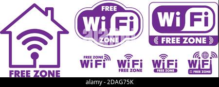 Wi-Fi free zone vector icons set Stock Vector