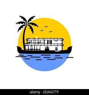 Kerala House Boat in backwater color vector design Stock Vector