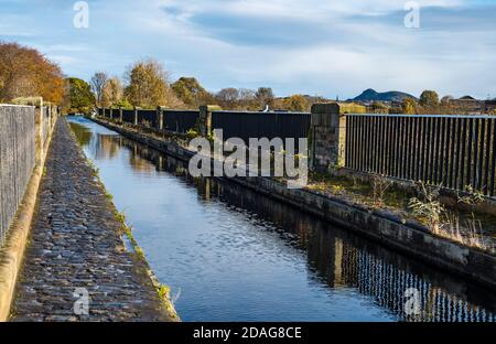 Sunny view across Slateford aqueduct, Union Canal, Edinburgh, Scotland, UK Stock Photo